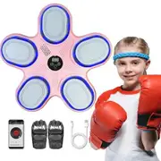 Music Boxing Machine for Kids, Wall Mounted Electronic Boxing Target for Home Indoor and Gym, Gloves Not Included (Pink)