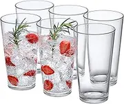Amazing Abby Serenity - 30-Ounce Plastic Tumblers (Set of 6), All-Clear Reusable Plastic Cups, Stackable, BPA-Free, Shatter-Proof, Dishwasher-Safe