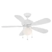Hampton Bay Loomis 44 in. LED Indoor Matte White Ceiling Fan with Light