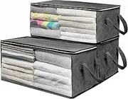 Foldable Large Storage Bags，3 Pcs Foldable Quilt Storage Bag Dustproof Moisture-Proof with Transparent Window Zipper Closure Large Capacity Wardrobe Blanket Towel Pillow Clothing Stora