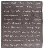 Fleece Throw Compassion Blanket Strength Courage Super Soft Warm Hugs Gray Gift.