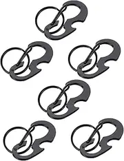 GANAZONO 6Pcs Heavy Duty D Shaped Carabiner Keychain Multifunctional Metal Climbing Tool Outdoor Bottle Opener Durable Stainless Steel Snap Hook for Hiking and Everyday Use