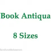 Book Antiqua Font Machine Embroidery on CD 82 ABCabc123 in 8 sizes 656 designs