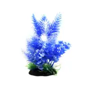 Blue White Plastic Plant Ornament Aquarium Fish Terrarium Reptiles Tank Decor