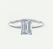 IGI E/VVS 2.5 Ct Emerald Lab Created Grown Diamond Solitaire Ring 950 Platinum