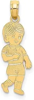 [JewelryWeb] 14ct Gold Little Teen Walking Charm Pendant Necklace 21.8x7.75mm Wide