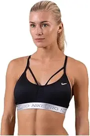 [Nike] Women's Indy Aeroadapt Sports Bra, Black/Metallic Silver