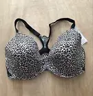 Whimsy Lunaire 38DD Style #26411 Leopard Print T-Back Plunge Bra front closure