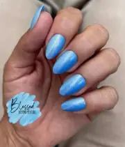 Red Aspen Press On Nails, Outer Banks, Billie Blue~ Medium ~Almond