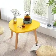 Coffee Table, End Table, Side Table, Bed Table Laptop Desk, Lap Desk, Student Dormitory Table, Suitable for Living Room, Bedroom, Balcony (Yellow, 50X50X40CM)
