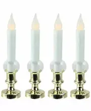 Northlight Set of 4 LED Flickering Window Christmas Candle Lamp with Timer 8.5"