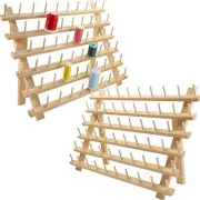 Spools Wooden Thread Rack/Thread Holder Organizer with Hanging Hooks 2X60
