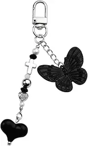[YangQian] Heart Butterfly Keychain Charm for Women Girls Cross Charm Keychain for Women Girls Bag Backpack Charms for Handbags Purse Heart Charm Key Chain for Women Girls Gothic Key Accessories