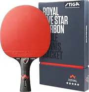 Stiga Royal 5-Star Table Tennis Pro Carbon Ping Pong Bat, Black/Red