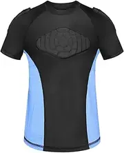 [TUOY] Breathable Youth Padded Shirt with Chest, Shoulder & Back Pads, Chest Protector Heart Guard Compression Shirt