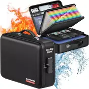Fireproof Document Box with Water-Resistant Zipper and Lock, Large Capacity