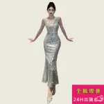 【AS 梨卡】洋裝 禮服洋裝 晚禮服 洋裝喜宴 婚宴洋裝 禮服裙 亮片洋裝 性感洋裝 露背洋裝 C6566