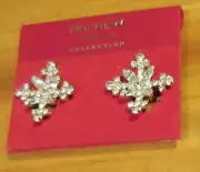 new VTG PREVIEW COLLECTION Clip silver tone CRYSTAL RHINESTONE SNOWFLAKE Earring
