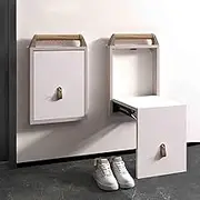 Hidden Shoe Bench, Shoe Bench Rack for Entryway, Folding Chair Wall-Mounted Invisible Shoe-Changing Stool, Fold Down and Up Shoe Bench On The Wall(E2)