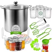 20 Quart Stainless Steel Canning Pot with Rack, 7 Pack 16oz Mason Jars, Starter