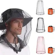 3Pcs Mosquito Head Net, Face Neck Fly Netting Hood, 18 x 18 Inch Bug Net for Head with Carry Bags to Prevent Insects Bugs Gnats for Outdoor Hiking Walking Camping Climbing
