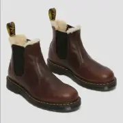 Dr. Martens Brown 2976 Faux Fur Chelsea Ankle Boots Cask EU 45 Women 12 Men 11