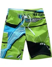 NEW Mens Board Shorts * Green and Blue Geometric Pattern Men