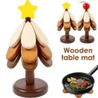 Tree Shape Trivet Mat Wood Tree Trivet Set for Hot Dishes Heat Resistant Nurzj