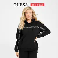 在飛比找momo購物網優惠-【GUESS】條撞LOGO印花口袋帽T(兩色可選)