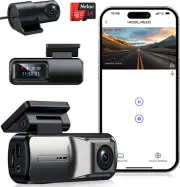 Dash Cam Front and Rear,2.5K 1080P Dual Dash Camera,64Gb SD Card, Wi-Fi & App Co