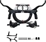 E-Bike Hydraulic Disc Brake Set, 4 Pistons, Including Brake Lever, Caliper and 2300 Mm Hose, for Left Brake Disc(Svart,for 203mm)