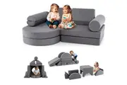 Giantex Sectional Sofa Set Play Couch Convertible Foam Sofa For Nursery Playroom Bedroom Grey