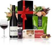 Luxury Yering Pinot Noir 750ml & Gourmet Red Wine Hamper - Little Yering Pinot Noir, Mount Zero Mixed Olives, Valley Produce Wafer Crackers, Random Harvest Roasted Garlic Tapenade | Premium Red Wine Gift Basket Perfect for Celebrations and Wine Lovers