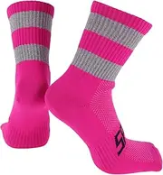 [X AUTOHAUX] Cycling Socks Anti-Friction l Outdoor Bike Socks Rose Red,Grey Unsex 1 Pair Color Matching Reflective