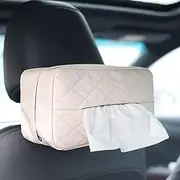 Car Standard Tissue Holder, 120 Tissues Box Cover for Car, Car Backseat Extra Large Tissue Organization fit for 120 Tissues per Box on Daily Use (Beige)