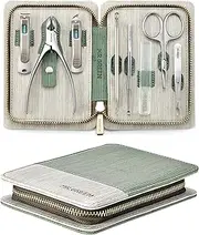 MR.GREEN 8 Pcs Manicure Set Pedicure Kit, German Stainless Steel Nail Clippers Set Heavy Duty Kit, Professional Personal Nail Care Tools with Exquisite Leather Case for Men and Women