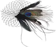 [PACKOVE] Feathered Fascinator Hair Clip with Vintage Netting Peacock Feathered Hairpin for Weddings Parties and Special Occasions Elegant Wedding Hair Accessories