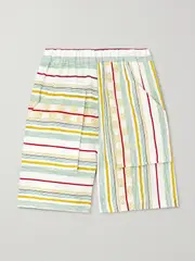 [LOEWE] LOEWE - + Paula's Ibiza Striped Cotton, Silk And Linen-blend Shorts - Multi - small small Multi