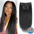Mihugass Yaki Straight Clip in Hair Extensions 100% Unprocessed Brazilian Vir