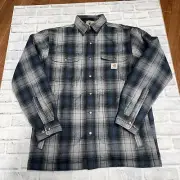Carhartt Shirt Mens M Blue Plaid Shacket Snap Flannel Fleece Lined Outdoor NWT