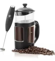 Bean Envy French Press Coffee Maker and Milk Frother Set - 34 oz Glass Carafe
