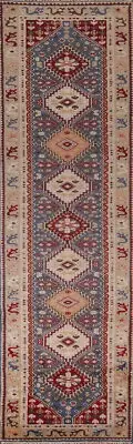 Geometric Tribal Style Khootan Hand-Knotted Hallway 12' Runner Rug 3x12 ft