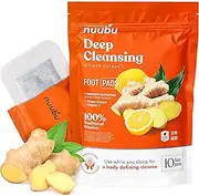 Nuubu Ginger Detox Foot Patches to Improve Sleep & Foot Care, Remove Toxins | Premium Japanese Deep Cleansing Foot Pads Infused with Ginger (10 Pcs)