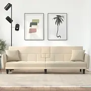 Sofa Bed, Lounge Sofa Couch Sofa Bed with Cup Holders Cream Fabric