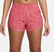 Nike Women's One Dri-FIT Mid-Rise 3" Brief-Lined Shorts, Coral Chalk, Small