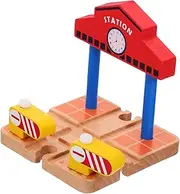 CORHAD Wooden Barrier Station Model Train Playset DIY Model Train Building Accessory for Railway Scene Play Educational for Imaginative Fun and Skill Development