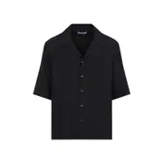 [Alexander Mcqueen] Alexander Mcqueen-Black Camp Collar Hawaiian Viscose Shirt-Uomo 16 COLLAR