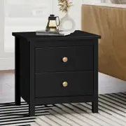 ALFORDSON 2 Drawers Bedside Table Hamza Nightstand (Black)