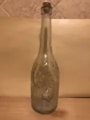 Round Glass Decorating Wine Bottle Crafts 12” Clear Leaves Design & Cork