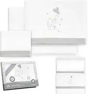 Interbaby Cot Bed Bedding Set 50 x 80 cm Winter Flannel Elephant Globe Heart with Fitted Sheet, Flat Sheet and Pillowcase